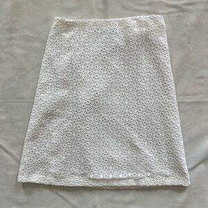 White eyelet midi Ann Taylor skirt